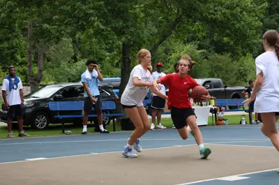 Youth basketball player running