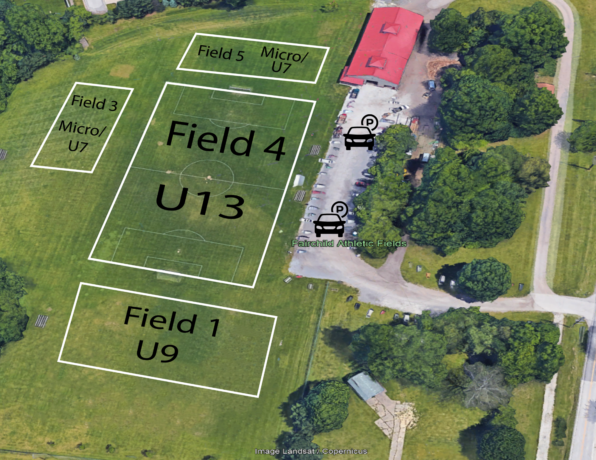 Map of Fairchild Athletic Fields