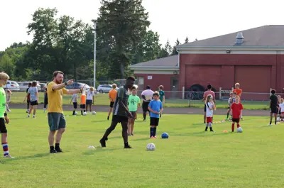 Kids playing soccer