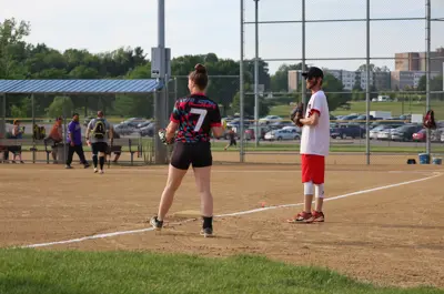 two people playing softball